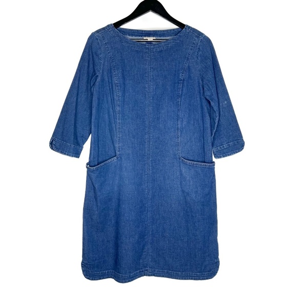 J.Jill Dress Denim Shift Dress 3/4 Sleeve - Picture 1 of 4